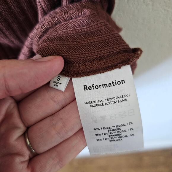 Reformation Denmark Dress in Brown - Picture 6 of 9